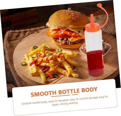 Healifty 2Pcs Squeezing Sauce Bottles Salad Dressing Dispensers Plastic Kitchen Accessories for Condiments Leakproof and Easy Pour Design