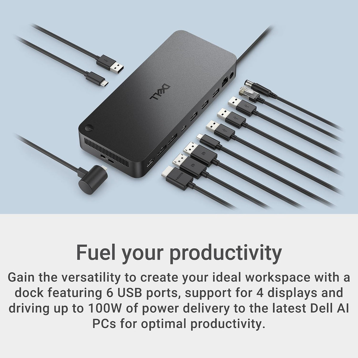 Pro Dock WD25 - USB Type-C with DP Alt Mode Connector, DisplayPort/HDMI/USB 3.2 Gen2 Connectivity, Up to 100-Watt Power delivery - Black