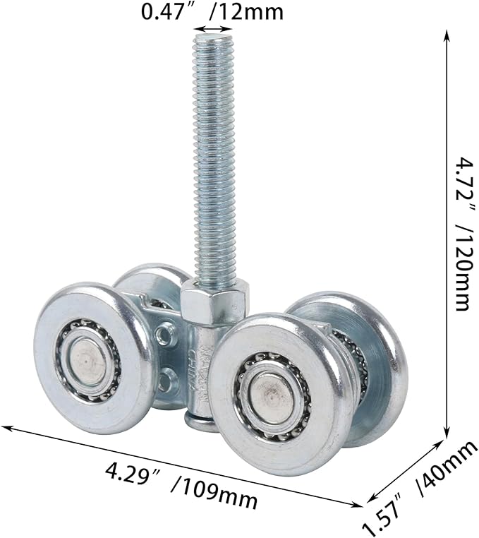 Mxfans Steel Sliding Track Roller Hanging Barn Door Rail Trolley Wheel H3-3 Replaces Stainless Steel Kit