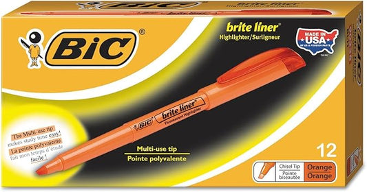 BIC Brite Liner Highlighter Chisel Tip Orange DOZEN (BL11-OE)