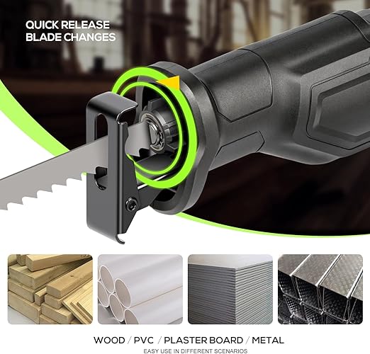 GALAX PRO 120V Reciprocating Saw, 6.0 Amp Variable Speed Corded Reciprocating Saw with 4/5" Stroke Length, 0-3000SPM and 6" Max for Wood, Metal, PVC Pipe Cutting
