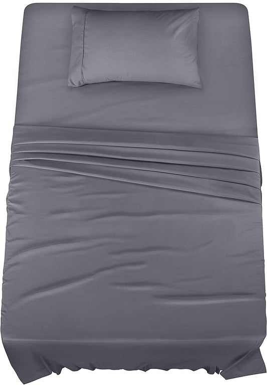 Utopia Bedding - Brushed Microfiber Sheet Set, Shrink Resistant and Fade-Resistant, Easy Care, 3 Pieces, Individual Size, Gray Color