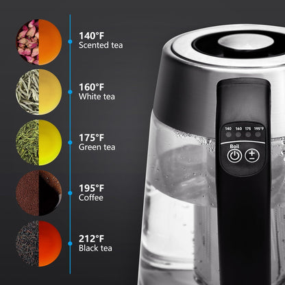 Aigostar Electric Kettle with Temperature Control and Tea Infuser 1500W, 1.7L Hot Water Kettle with Variable Temperature, Keep Warm Function, LED Indicator Light Change, Auto Shut-Off (Open Box)