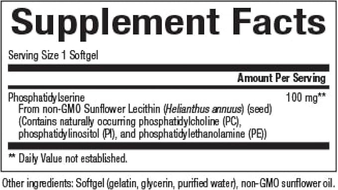 Natural Factors, Phosphatidylserine, Support for Memory, Concentration and Brain Functions, Soy and Gluten Free, 120 Softgels