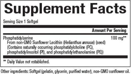 Natural Factors, Phosphatidylserine, Support for Memory, Concentration and Brain Functions, Soy and Gluten Free, 120 Softgels