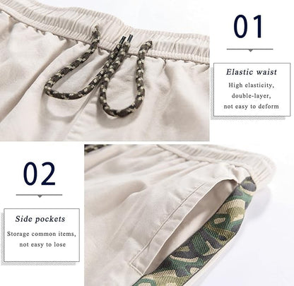 APTRO Men's Cargo Shorts Elastic Waistband Drawstring Summer Casual Cotton Big & Tall Relaxed Fit Work Shorts