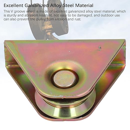 2Pcs V Groove Wheel Pulley 150kg Load Bearing Galvanized Alloy Steel Track Rail Fixed Pulley for Motorized Doors Shelves