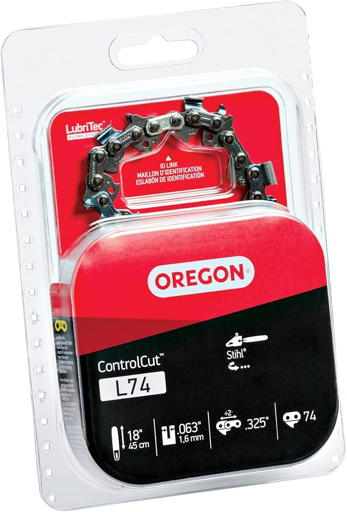Oregon L74 ControlCut Replacement Chainsaw Chain for 18-Inch Guide Bar, 74 Drive Links, Pitch: .325", .063" Gauge, Fits Stihl Models with 18" bars and .325" Sprockets Gray