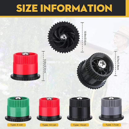 Patelai 32 variable arc nozzles, pop-up sprinkler head, multicolor, adjustable, 360 degree rotation, for septic nozzle replacement for garden lawn irrigation (van 410