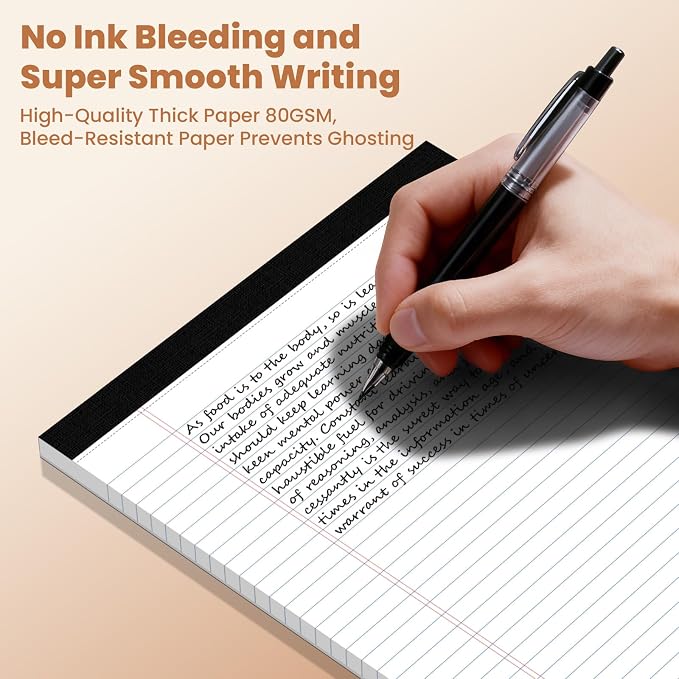6Packs Legal Pads 8.5 x 11 Inch, 50Sheets/Pack, College Ruled & Perforated White Writing Pads, Pads of Paper 8.5 x 11, Lined Note Pads with Sturdy Backing for Office, Business & School Supplies