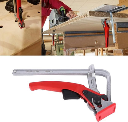 Rail Clamp, All Steel Ratcheting Table Clamp Quick Screw Rail Clamp 540 lb Clamping Force Aluminium Alloy for Woodworking, Bar Clamps
