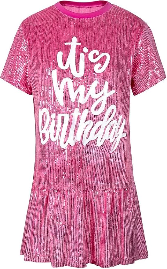 ENOPINK Womens Sequin Glitter Shirt Dress