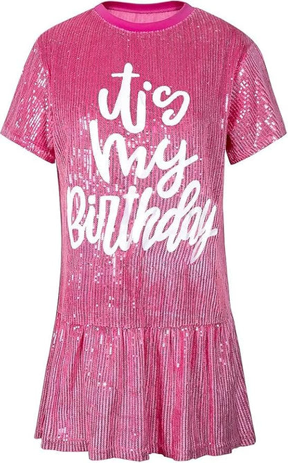 ENOPINK Womens Sequin Glitter Shirt Dress