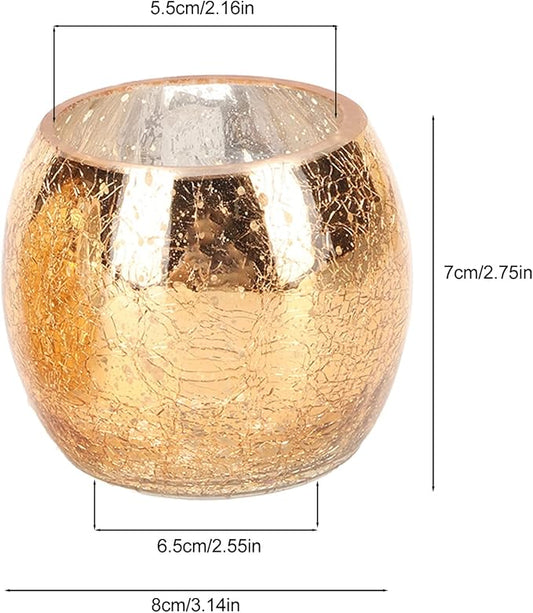 Modern Candle Holders for Home Decor 2 x Round Glass Mottled Minimalist Modern Romantic Gold Tealight Holder for Indoor Decoration for Party