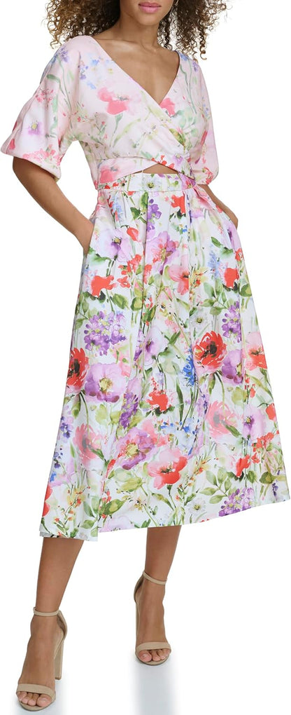 Siena Women's Floral Printed Fit and Flare Dress