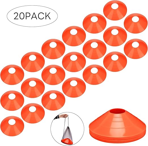 Pro Disc Cones - Training Cones Agility Soccer Cones with Carry Bag for Training, Soccer, Football, Basketball,Kids and Other Sports and Games(22G)