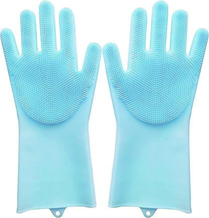 Pet Republique Silicone Bathing Gloves for Dogs, Cats, & Most Animals – Long Sleeve Grooming Glove with Foam Scrubbing Bristles