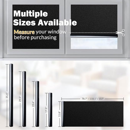 rabbitgoo Blackout Window Film, Sun Heat Blocking Privacy Cover for Glass, Removable Opaque Room Darkening Dark Black Out Window Covers Tint Shades for Home Day Sleep Light Blocker 23.6 x 78.7 Inches