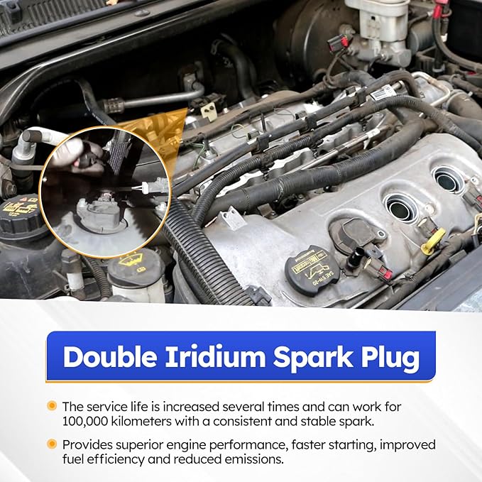 4pcs XP5263 Double Iridium Spark Plug for Ford Lincoln Mazda Mercury Buick Chevrolet GMC Pontiac Saturn Replace 41-108 ILT5RA 12620540 3811 90083