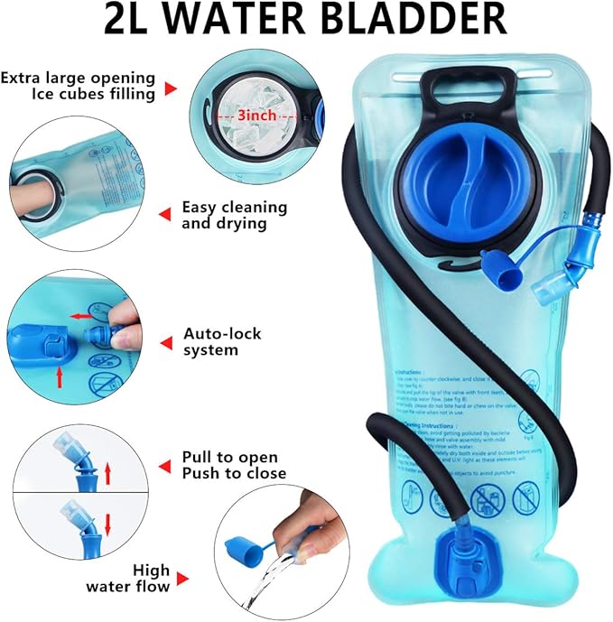 Hydration Pack Thermal Insulated Hydration Backpack with 2L BPA Free Leak-Proof Water Bladder, Daypack Perfect for Running, Cycling, Hiking, Climbing-Keep Liquids Cool Up to 4 Hours