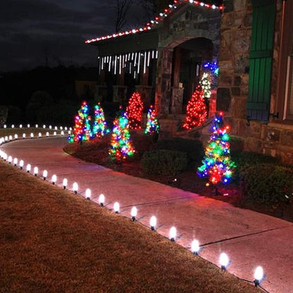 Dazzle Bright C9 white Christmas lights for outdoors, 50 33-foot LED lights, waterproof, green wire, fairy lights for indoor and outdoor, for Christmas tree, patio