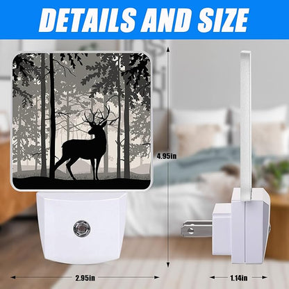 Forest Deer Night Light, Birch Tree Nightlight Plug into Wall,LED LampSuitable for Bedrooms,Kitchens,Toilets,Etc.Auto Sensor Dusk to Dawn,Energy-Saving