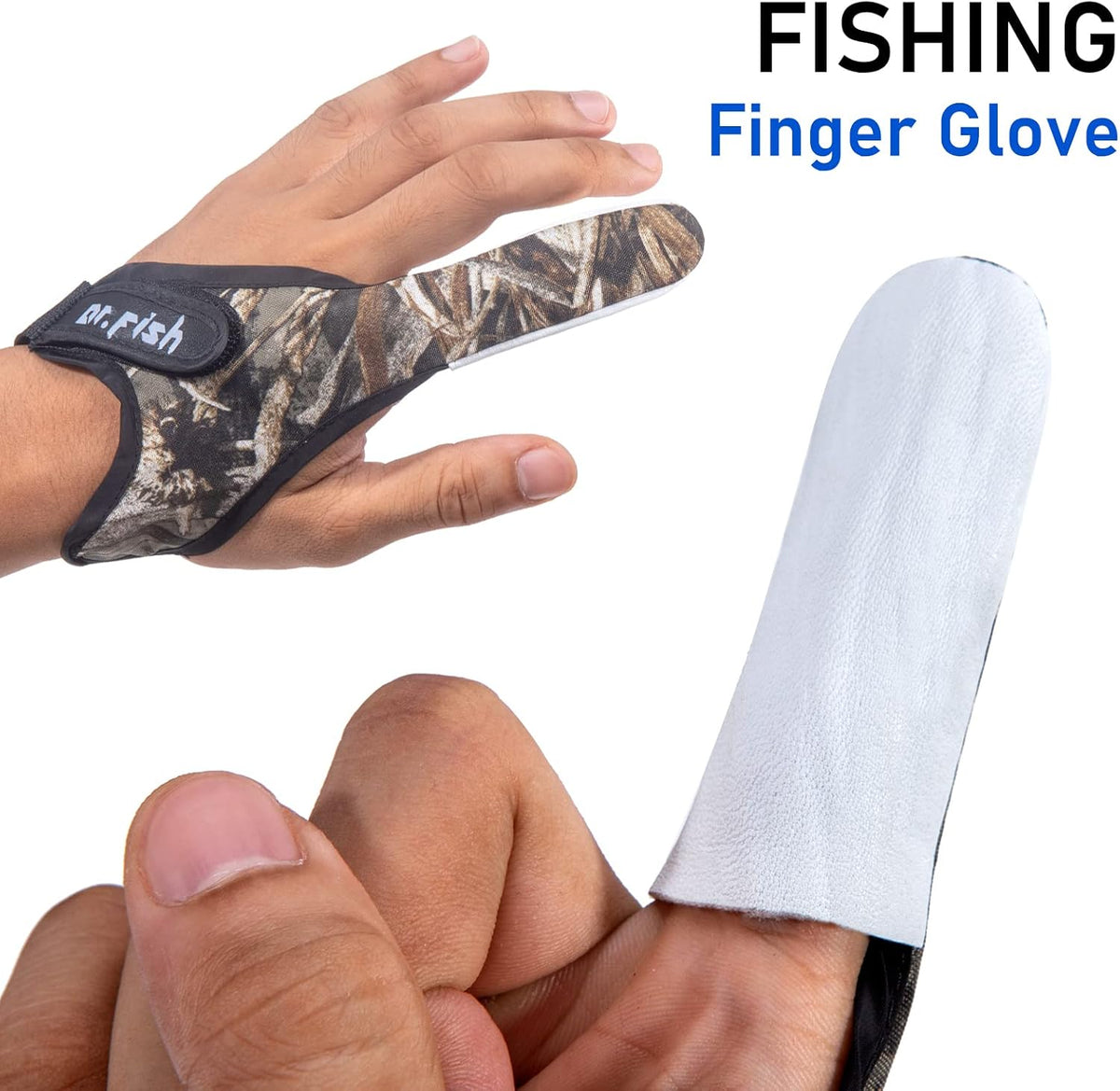 Dr.Fish 2 Pieces Fishing Gloves Casting 2 Finger Index Finger Stall Protector Anti-Slice Saltwater Trolling Surf Fishing Braid Line Anti-Slip Cooftable Woolen