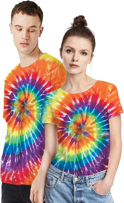 TieDye Shirts for Men Women, Short Sleeve Mens Tie Dye Shirts, Mens Women Rainbow Tie Dye T Shirts,Size:S-5XL