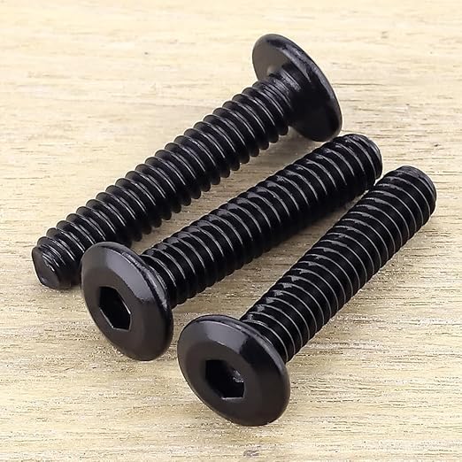 14-20 x 1-14" Black Hex Socket Head Cap Screws, 304 Stainless Steel 18-8, Furniture Bolts, Connector Screws, Black Coated, Full Thread, 25 PCS
