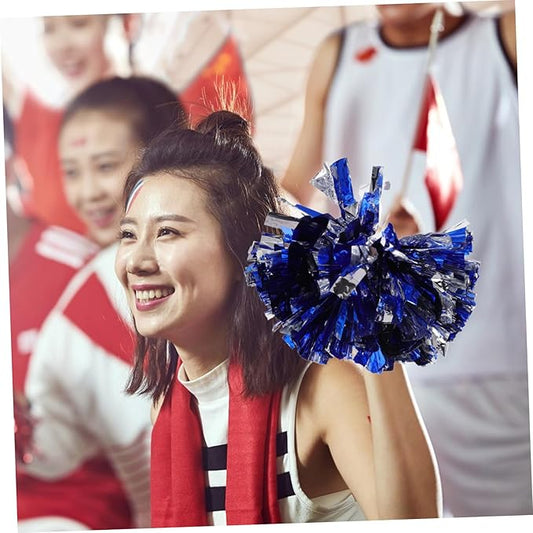 YARNOW Metallic Foil Cheerleading Poms 10 Pack for Boys and Girls Vibrant Hand Flowers