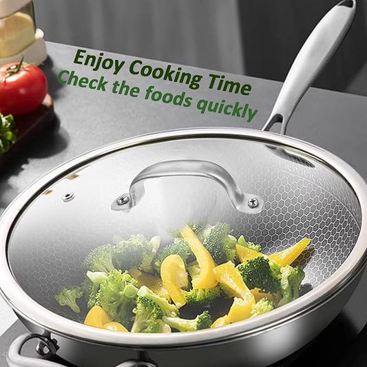 Premium Tempered Clear Glass Lids, 11", 12", 13" Stainless Steel Replacement Lid for Pots, Pans and Skillets, Large Glass Covers with Steam Vent