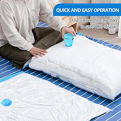 Electric Pump for Vacuum Storage Bags, Air Pump for Storage Bags,Portable Vacuum Pump for Various Vacuum Sealer Bags, Suitable for Common Vacuum Bags-Blue (No Storage Bags)