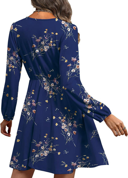 MixShe Summer Dresses for Women 2025 Wedding Guest Dress Fall Fashion Italian Outfits Elegant Classy Homecoming Clothing Plus Size Beach Vacation Clothes A Navy Floral Small