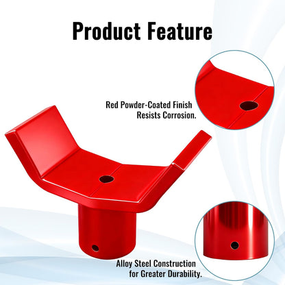 Bottle Jack Adapter for 12-Ton Bottle Jack - Heavy Duty Steel Lifting Saddle Compatible with 3" & 4" Round/Square Axle Tubes - Fits 1.65" or Smaller Jack Accessories - 20,000 lb Capacity (Red)