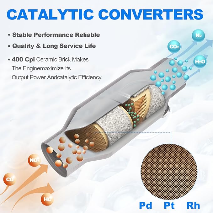 2.5" Universal Catalytic Converter, 2.5 Inch Inlet/Outle Cat Converter with O2 Port and Heat Shield (EPA Compliant)
