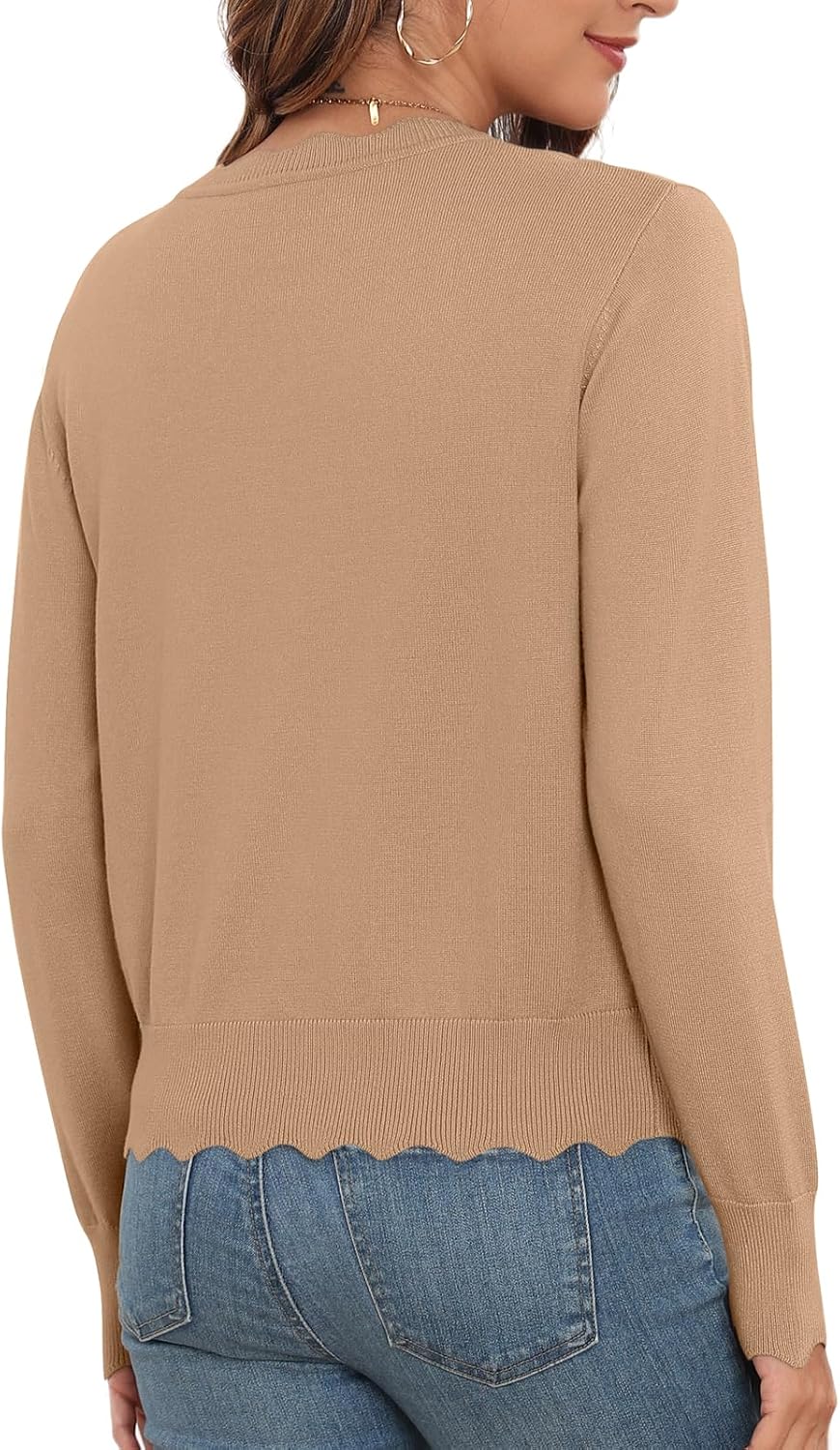 XL Teepie Women's Lightweight Cardigans Casual Long Sleeve V-Neck Button Print Sweaters Open Front Outerwear