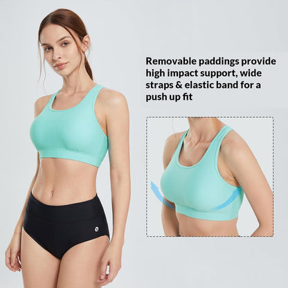 baleaf Women's UPF 50+ Swim Bra Modest Bikini Top Quick Dry Workout Sport Bra Under Rash Guard .