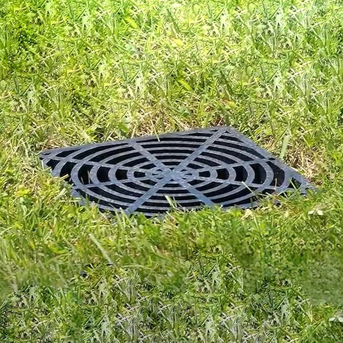 StormDrain 12" Outdoor Catch Basin Flat Square Grate Cover - Superior Strength and Durability, Black
