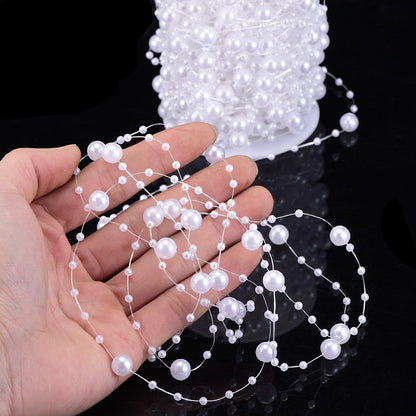 Bingcute 66 Feet Fishing Line Artificial Pearls String Beads Chain Garland Flowers Wedding Party Decoration,Party Supplies