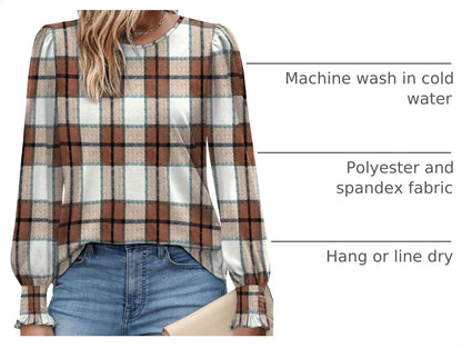 Blouses for Women Dressy Casual Long Sleeve Shirts Fashion Clothing Puff Sleeve Tunic Tops with Smocked Cuffs