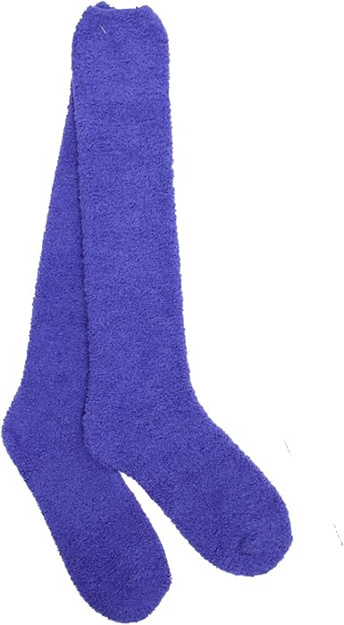 BambooMN Women's Fuzzy Knee High Socks - Polka Dots and Solid Colors - 2 Sizes - 1 Pair Pack