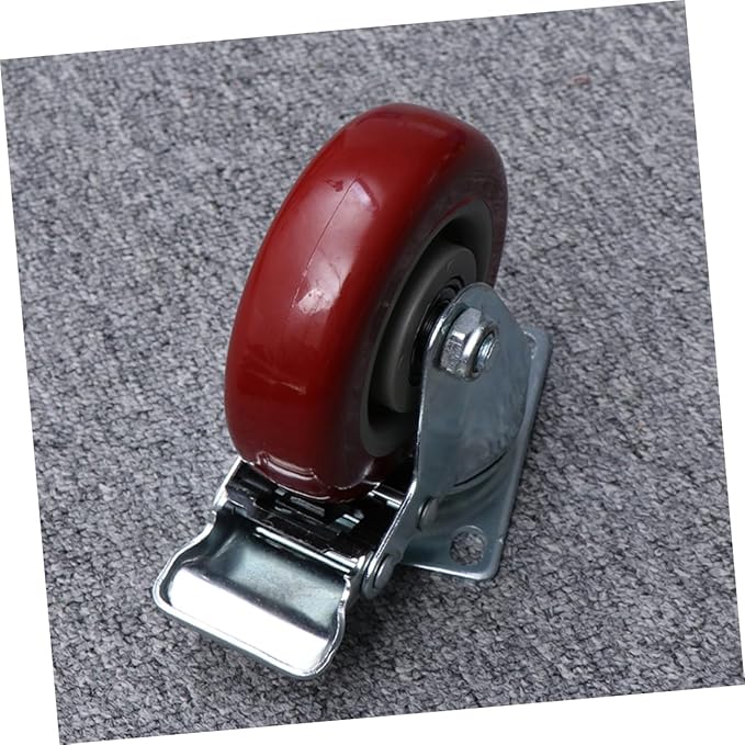 2pcs Red Tpr Brake Caster Wheels Heavy Duty Industrial Use Rotation for Furniture and Equipment Wear Resistant Design Easy Installation