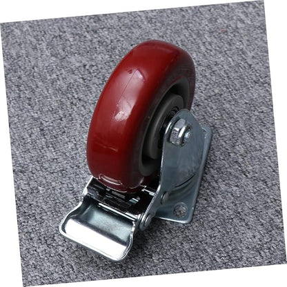 2pcs Red Tpr Brake Caster Wheels Heavy Duty Industrial Use Rotation for Furniture and Equipment Wear Resistant Design Easy Installation