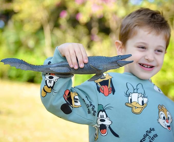 GeminiGenius Mosasaurus Dinosaur Toy with Movable Jaw, Large Marine Realistically Dinosaur, Ocean Dino World Animal Figure Toy Gift and Party Supplie for Kids