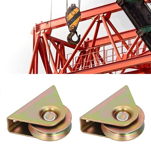 2Pcs Pulley Wheel, Galvanized Alloy Steel V Type Rope Block Roller 48mm for Electric Doors, Industrial Carts, High Load Capacity