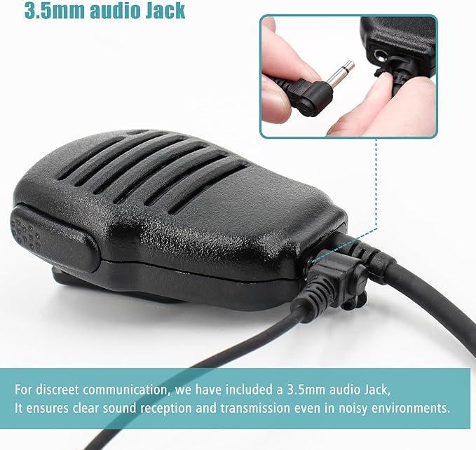 Hm-186ls Small Speaker Microphone Compatible for icom ID-31A ID-51A ID-52A IP100H IP501H radios with 3.5mm Audio Jack and Revolving Swivel Clip Right Angle 2-pin connecto and Revolving Swivel Clip