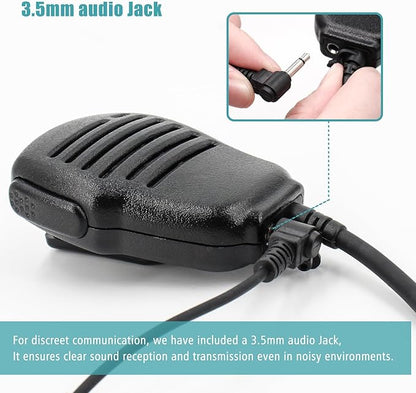 Hm-186ls Small Speaker Microphone Compatible for icom ID-31A ID-51A ID-52A IP100H IP501H radios with 3.5mm Audio Jack and Revolving Swivel Clip Right Angle 2-pin connecto and Revolving Swivel Clip