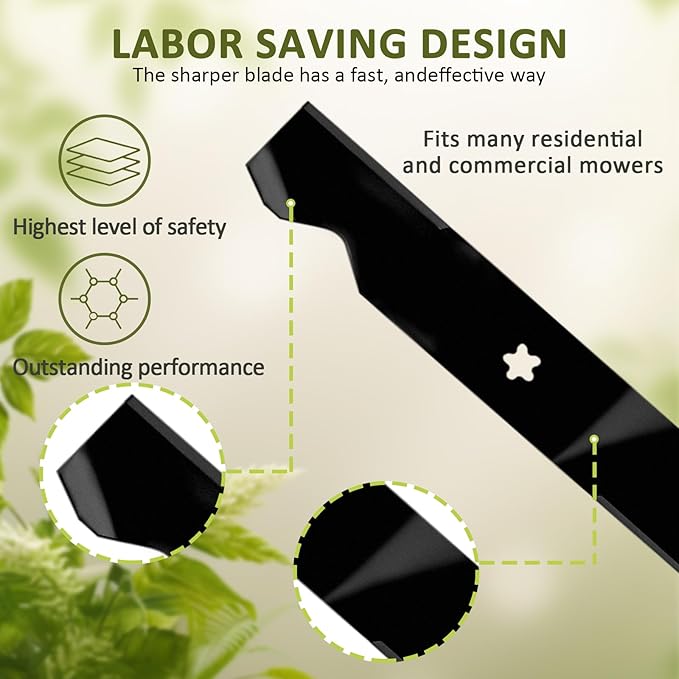 Lawn Mower Blades Z254 54 Inch Compatible with Husqvarna Z254F 532187256 YTH2454 LGT2554 LGT2654 Fits Craftsman Poulan Replace OEM Part: 187256, 532187256, 539112053, 187254