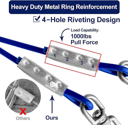 Tie Out Cable for Dogs Up to 300lbs,100ft Extra Strong 1000lbs Break Strength Tie-Out Tether Trolley Training Lead,Dog Run Cable for Yard Garden Park Camping Outside (300lbs 50ft, Blue)