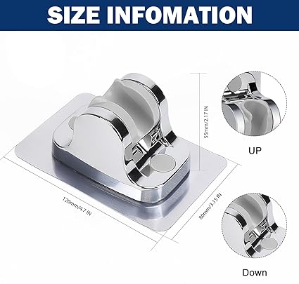 NearMoon Self Adhesive Shower Head Holder-Adjustable Handheld Shower Holder NO Drilling Wall Mount Waterproof (1 Pack, Chrome Finish)